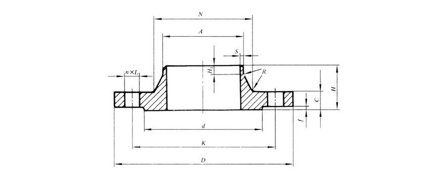 Butt welding flange with neck