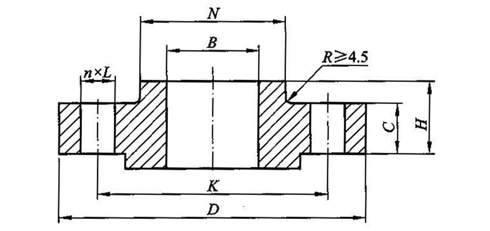 Flat welding flange with neck