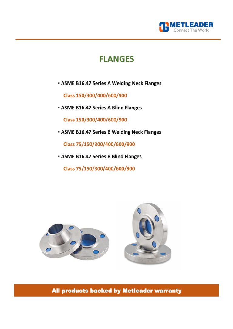 Flange specifications under ASME B16.47: Welding Neck Flange and Blind Flange